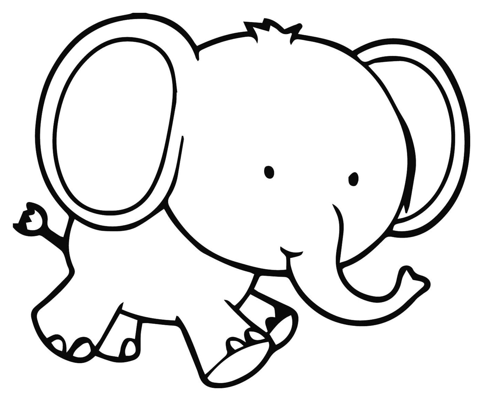 Baby Elefant Løber Tegninger til Farvelægning