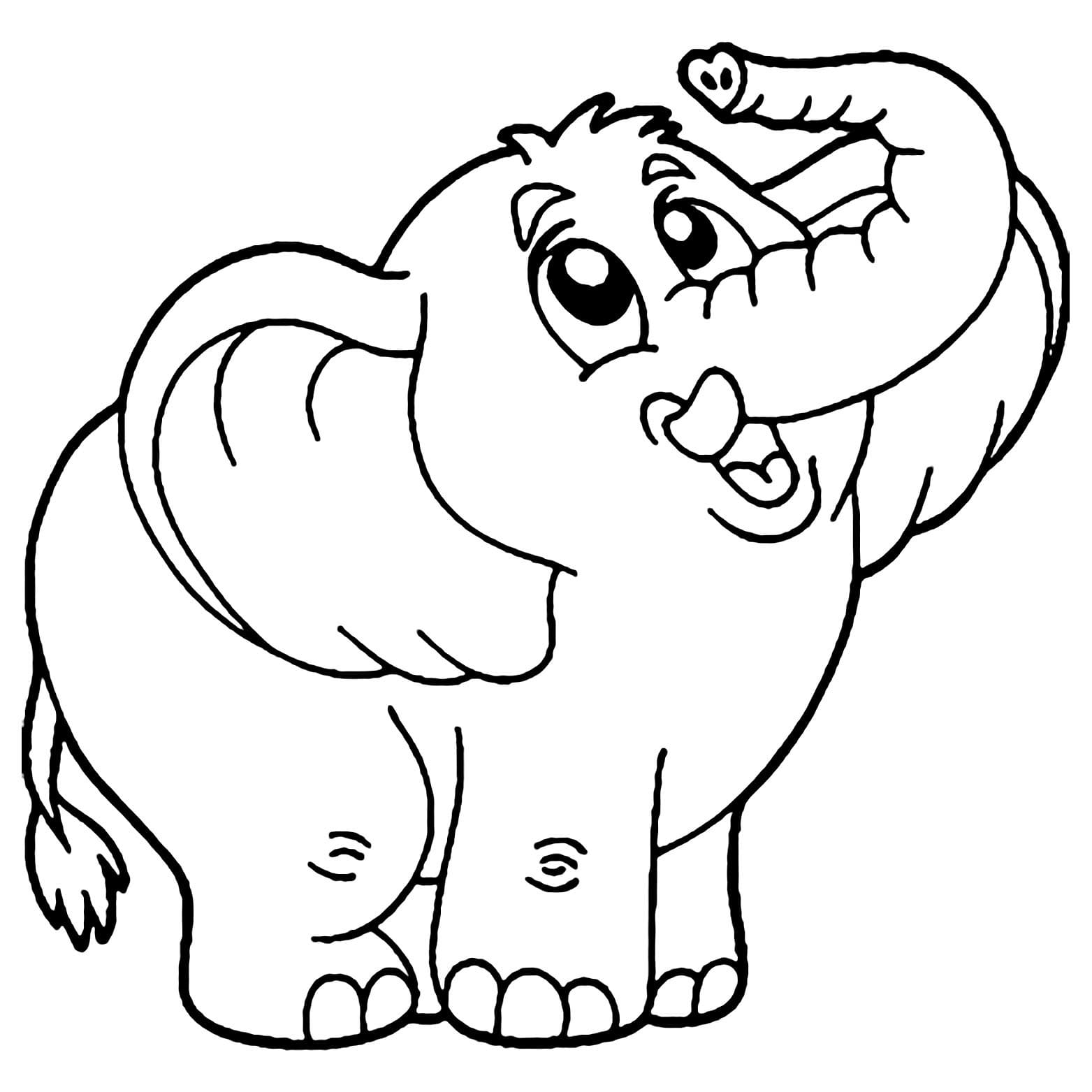 Baby Glad Elefant Tegninger til Farvelægning