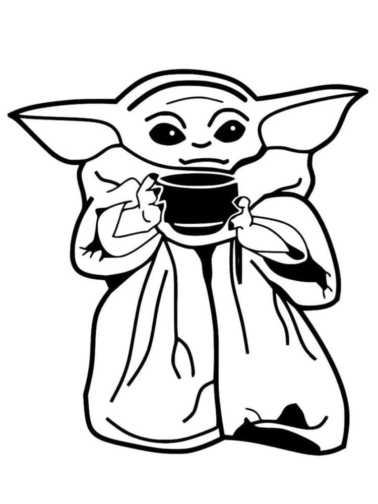 Baby Yoda Gratis Tegninger til Farvelægning