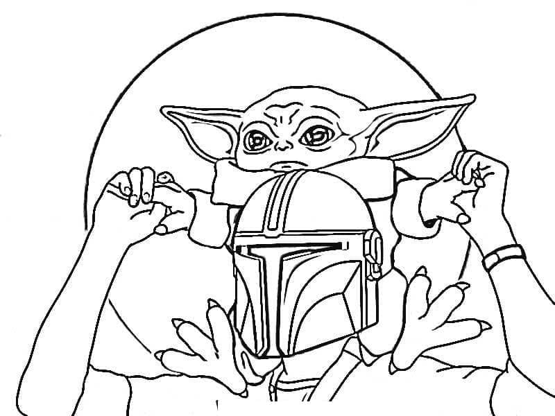 Baby Yoda Og Mandalorian Tegninger til Farvelægning