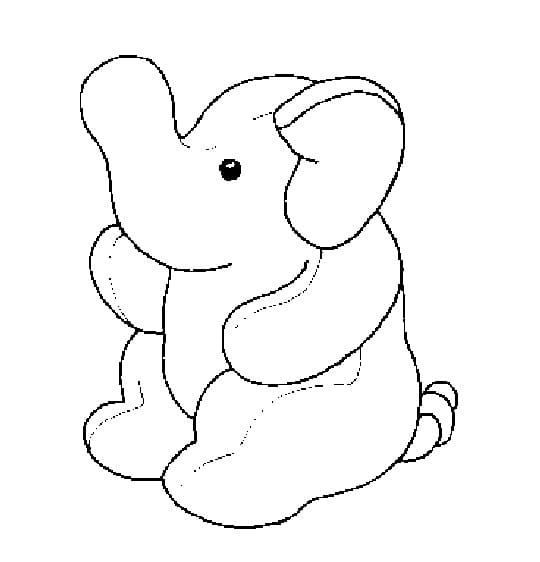 Babyelefant Sidder Tegninger til Farvelægning