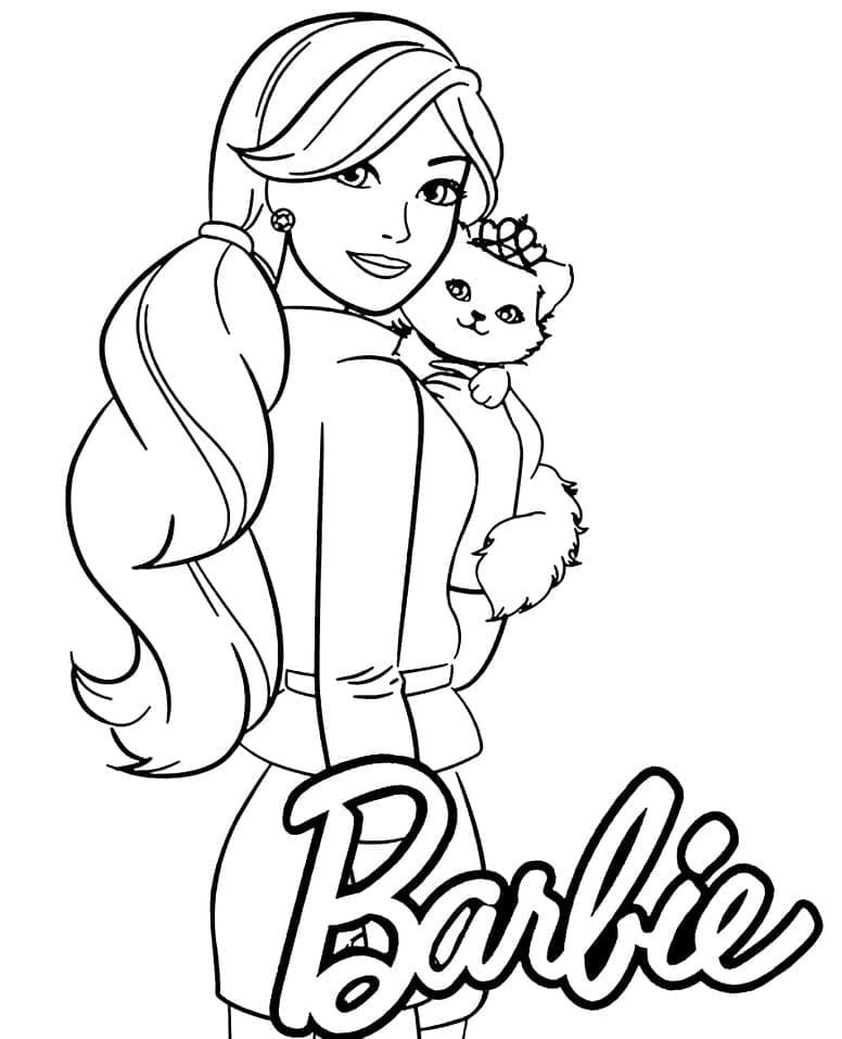 Barbie Og Kitty Tegninger til Farvelægning