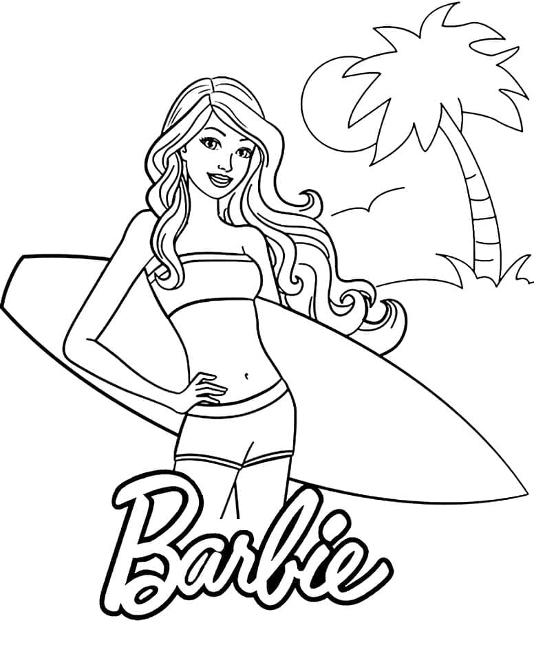 Barbie På Stranden Tegninger til Farvelægning