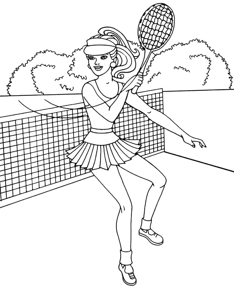Barbie Spiller Tennis Tegninger til Farvelægning