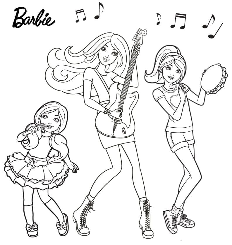Barbies Musikband Tegninger til Farvelægning
