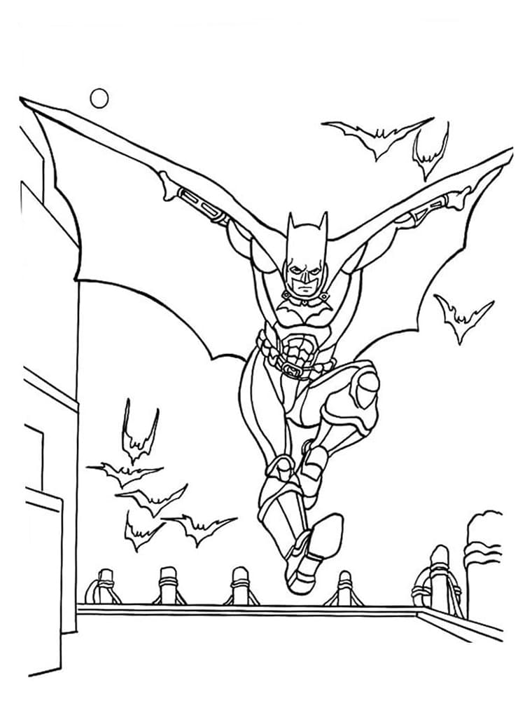 Batman Og Flagermus Flyver Tegninger til Farvelægning