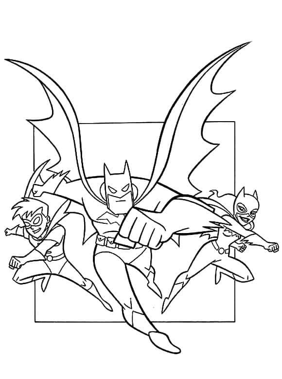 Batman, Robin Og Batgirl Tegninger til Farvelægning