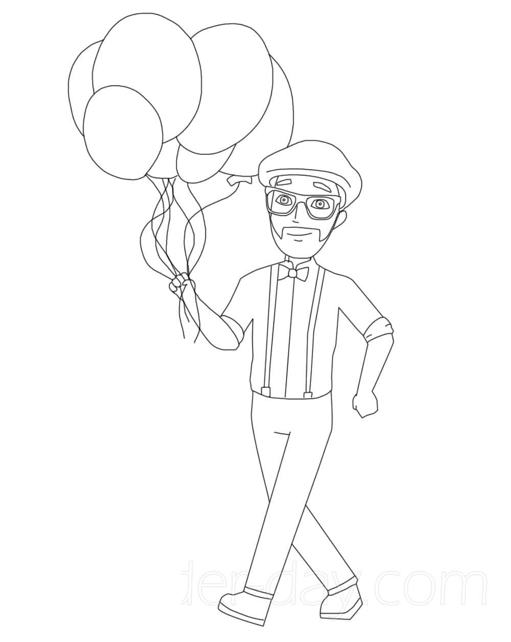 Blippi og balloner Tegninger til Farvelægning