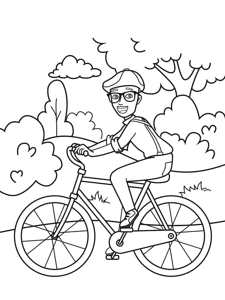 Blippi og hans cykel Tegninger til Farvelægning