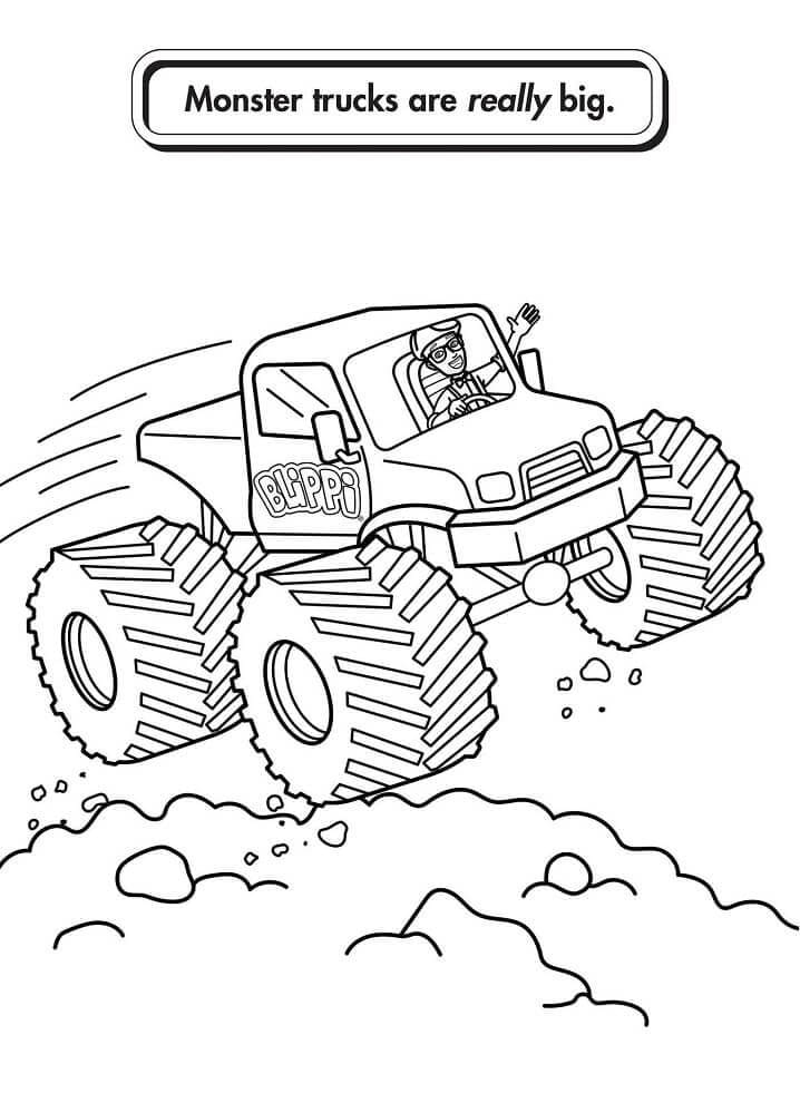 Blippi og Monster Truck Tegninger til Farvelægning