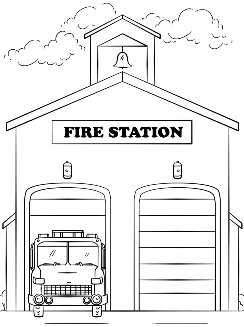 Brandbil på Brandstationen Tegninger til Farvelægning