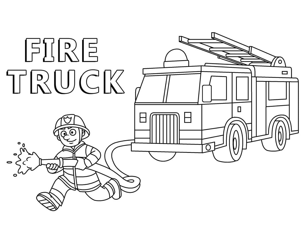 Brandmand Og Brandbil Tegninger til Farvelægning