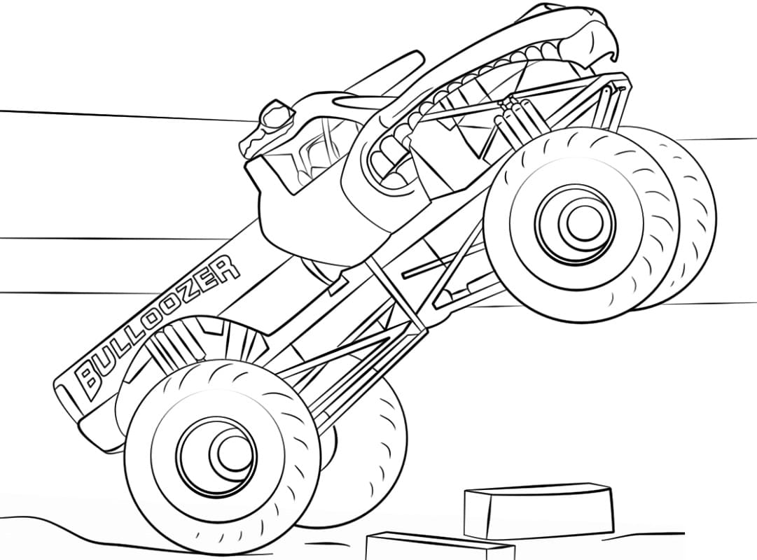 Bulldozer Monster Lastbil Tegninger til Farvelægning