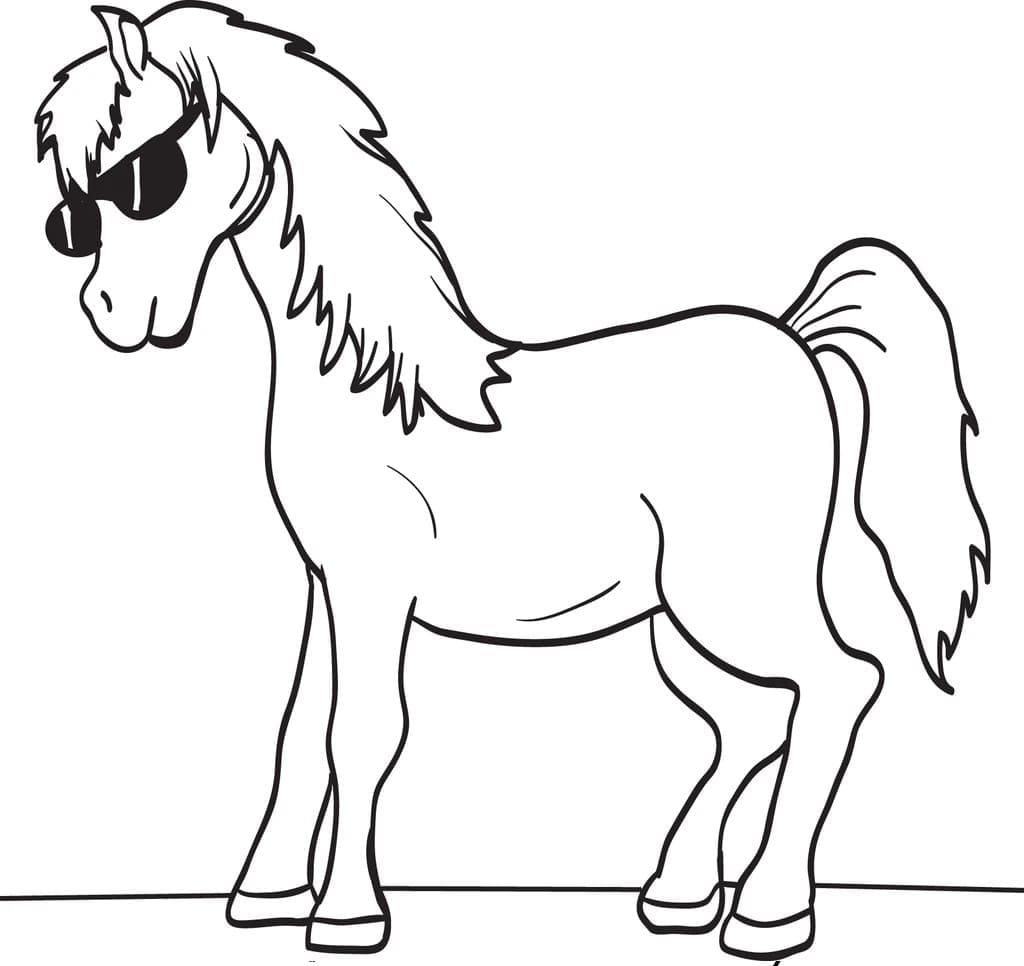 Cool Hest Med Briller Tegninger til Farvelægning