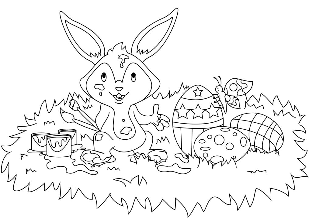 Cute Easter Bunny Tegninger til Farvelægning