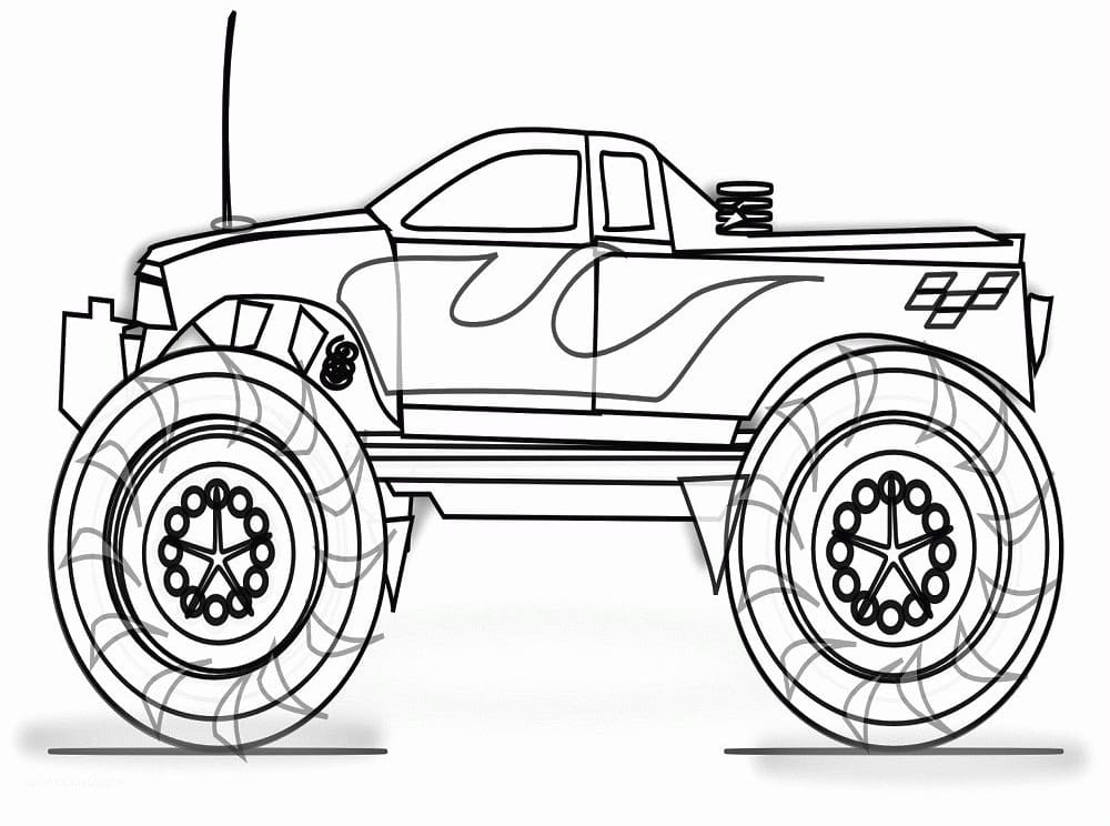 Dejlige Monster Truck Gratis Billeder Tegninger til Farvelægning