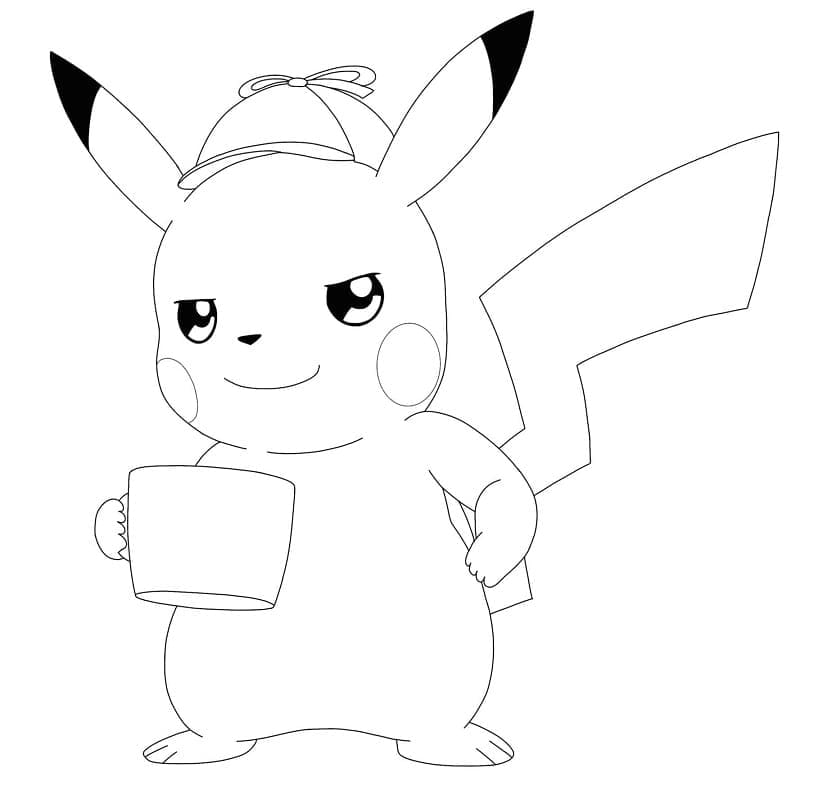 Detektiv Pikachu Stående Tegninger til Farvelægning