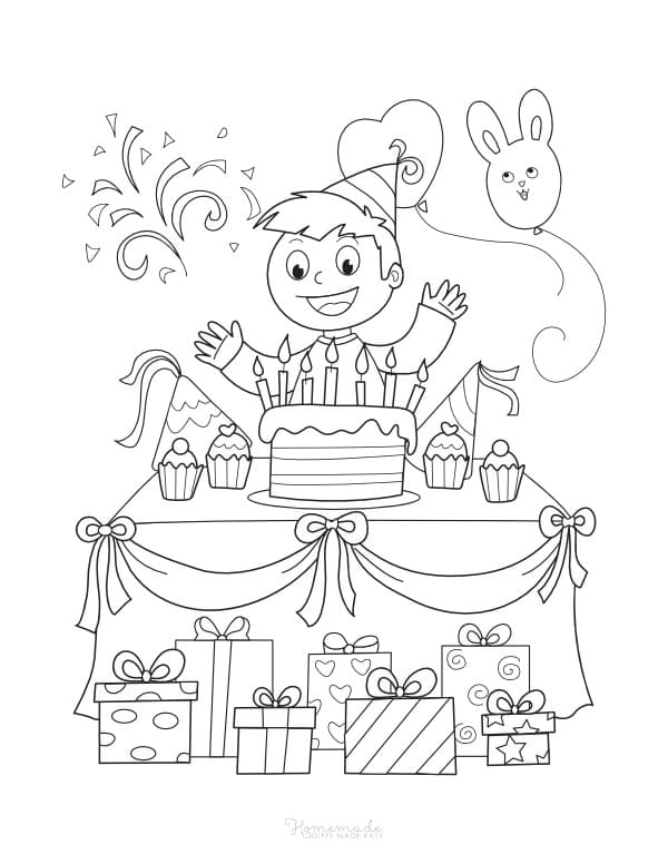Drengens Fødselsdagsfest Tegninger til Farvelægning