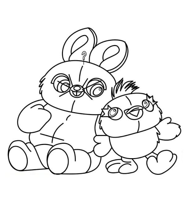 Ducky og Bunny fra Toy Story 4 Tegninger til Farvelægning