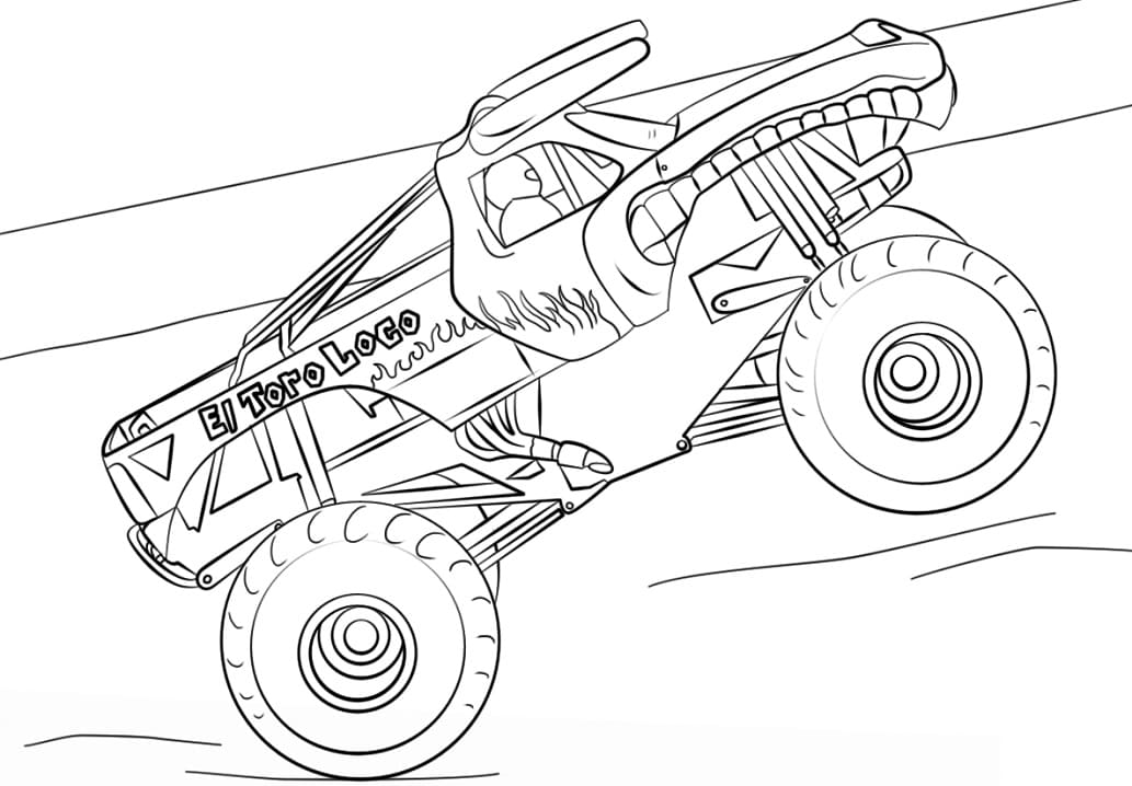 El Toro Loco Monsterlastbil Tegninger til Farvelægning