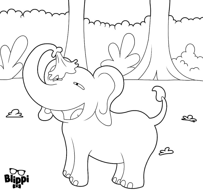 Elefant fra Blippi Tegninger til Farvelægning