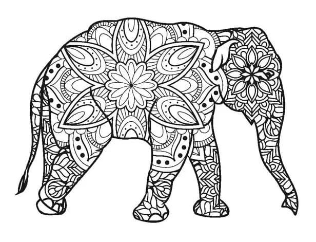 Elefant Mandala Tegninger til Farvelægning