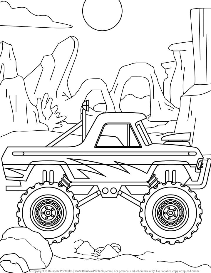 Fantastisk Monster Lastbil Tegning Tegninger til Farvelægning