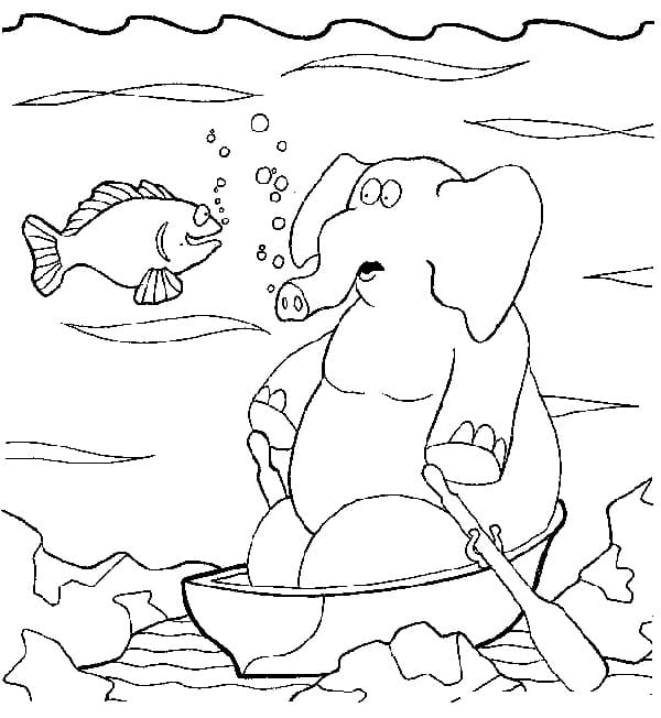 Fisk Og Elefant Tegninger til Farvelægning