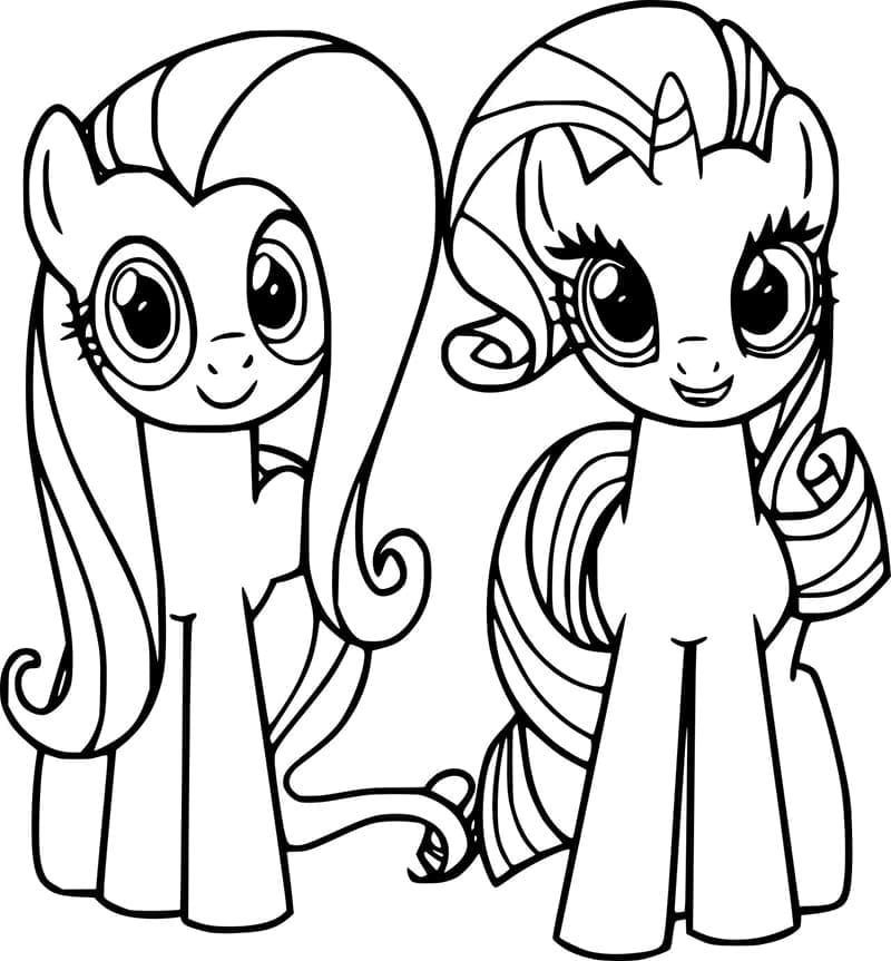 Fluttershy og Rarity My Little Pony Tegninger til Farvelægning