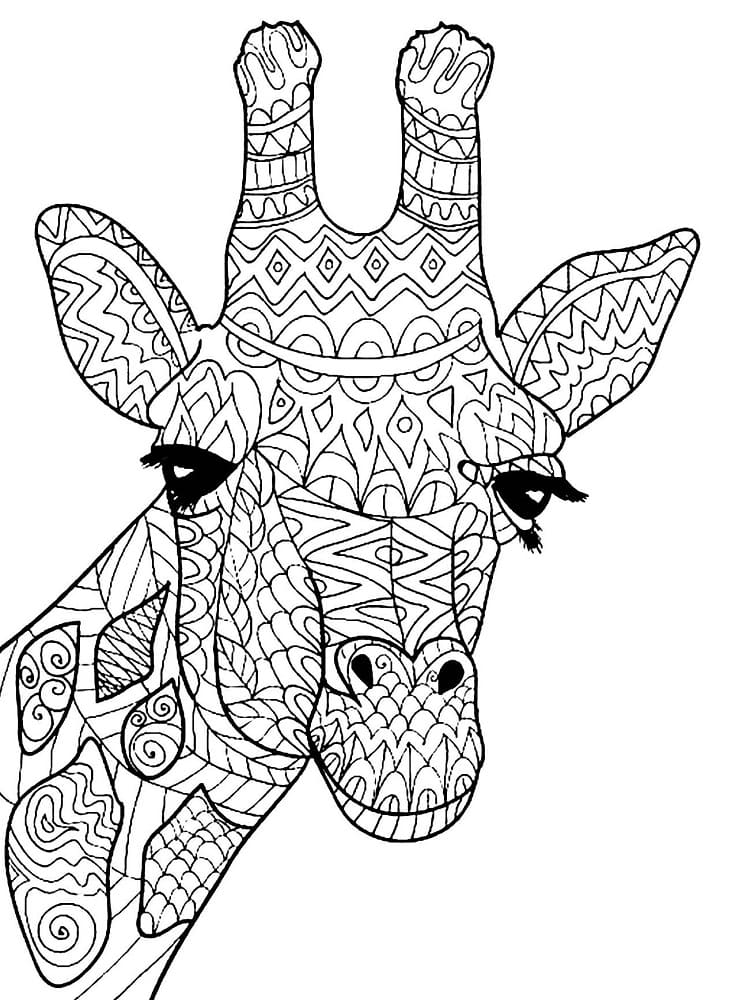 Girafportræt For Voksne Tegninger til Farvelægning