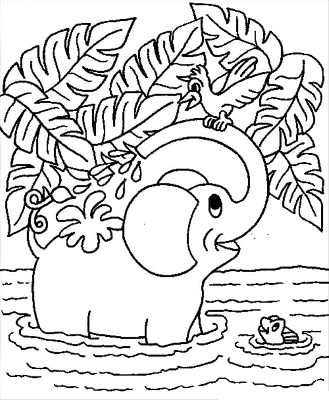 Glad Elefant Tegninger til Farvelægning
