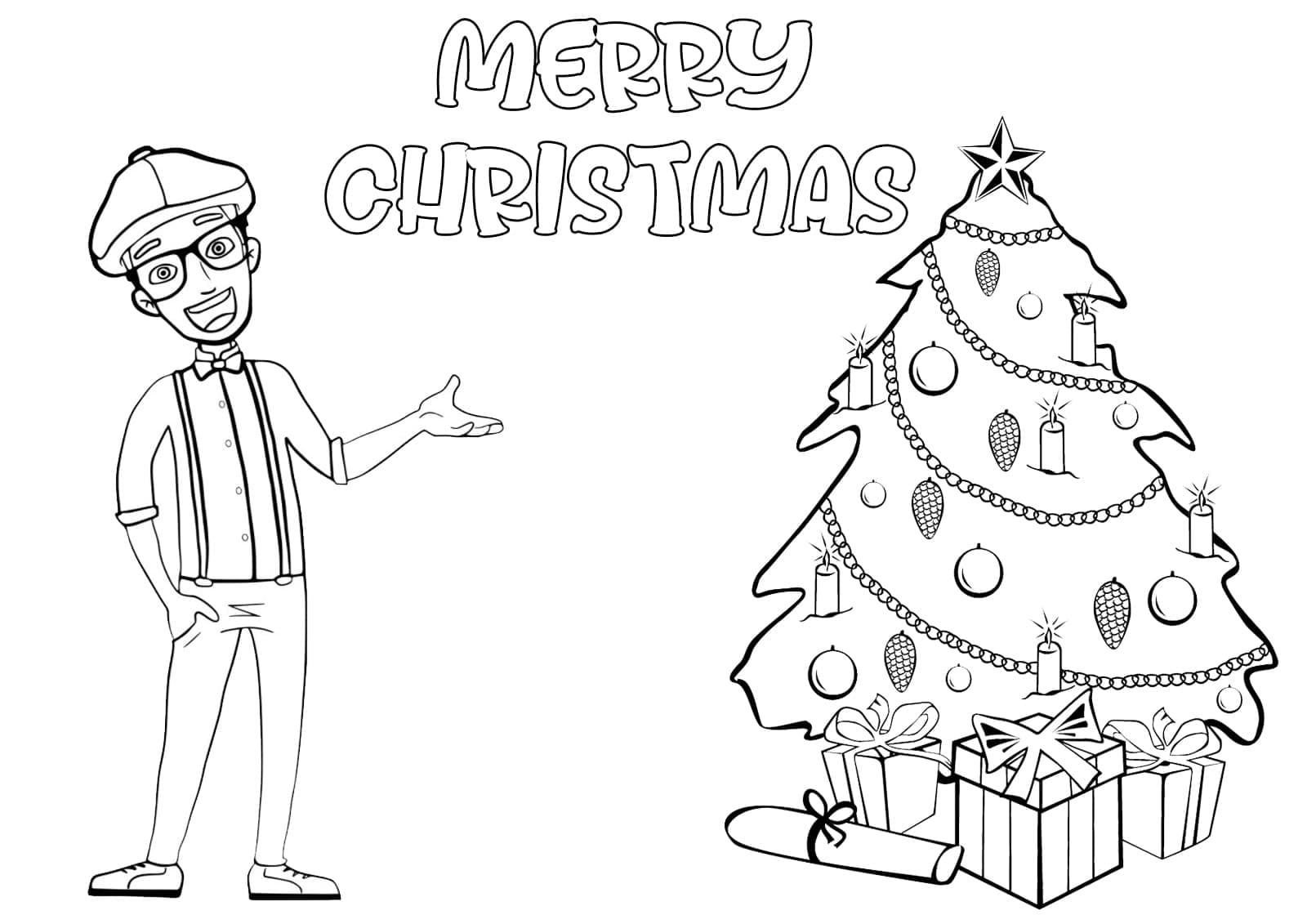 Glædelig jul Blippi Tegninger til Farvelægning