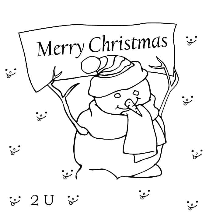 Glædelig Jul Snemand Tegninger til Farvelægning