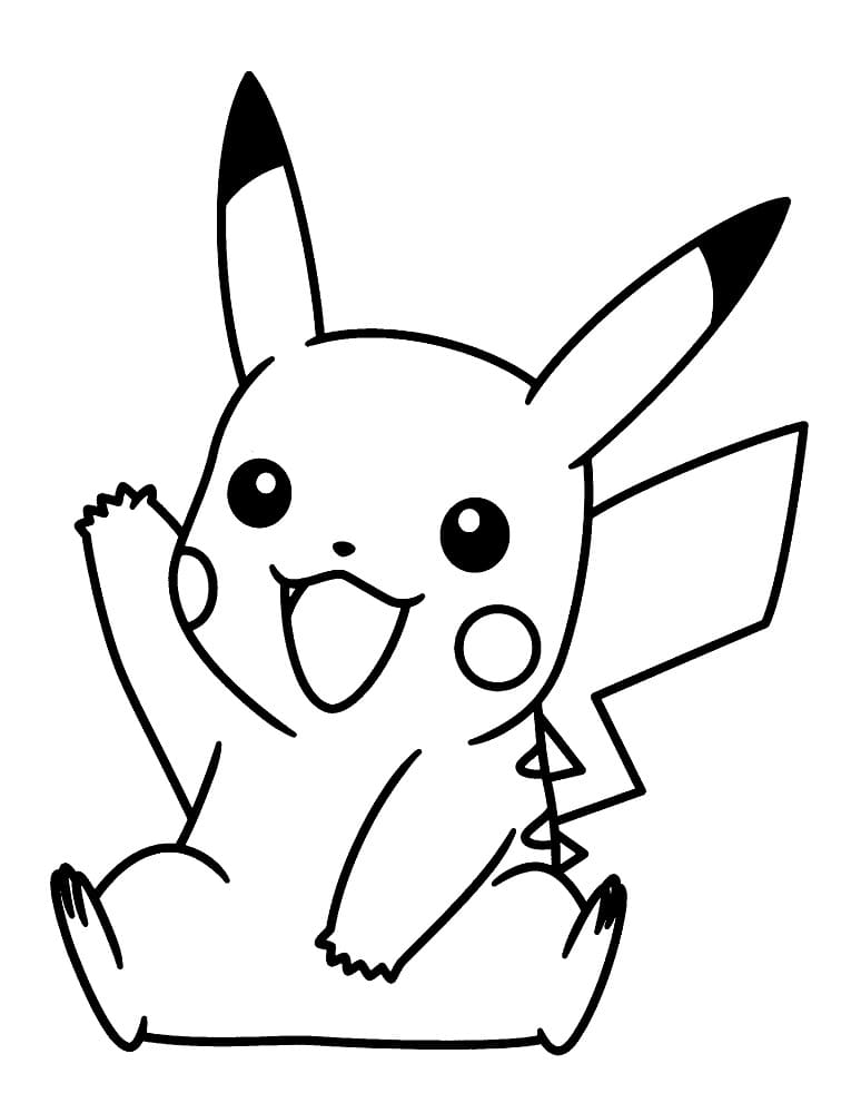 Glædelig Pikachu-Sidde Tegninger til Farvelægning