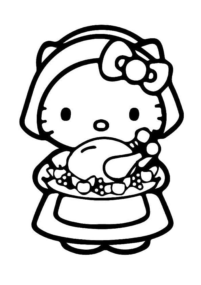 Glædelig Taksigelse Med Hello Kitty Tegninger til Farvelægning
