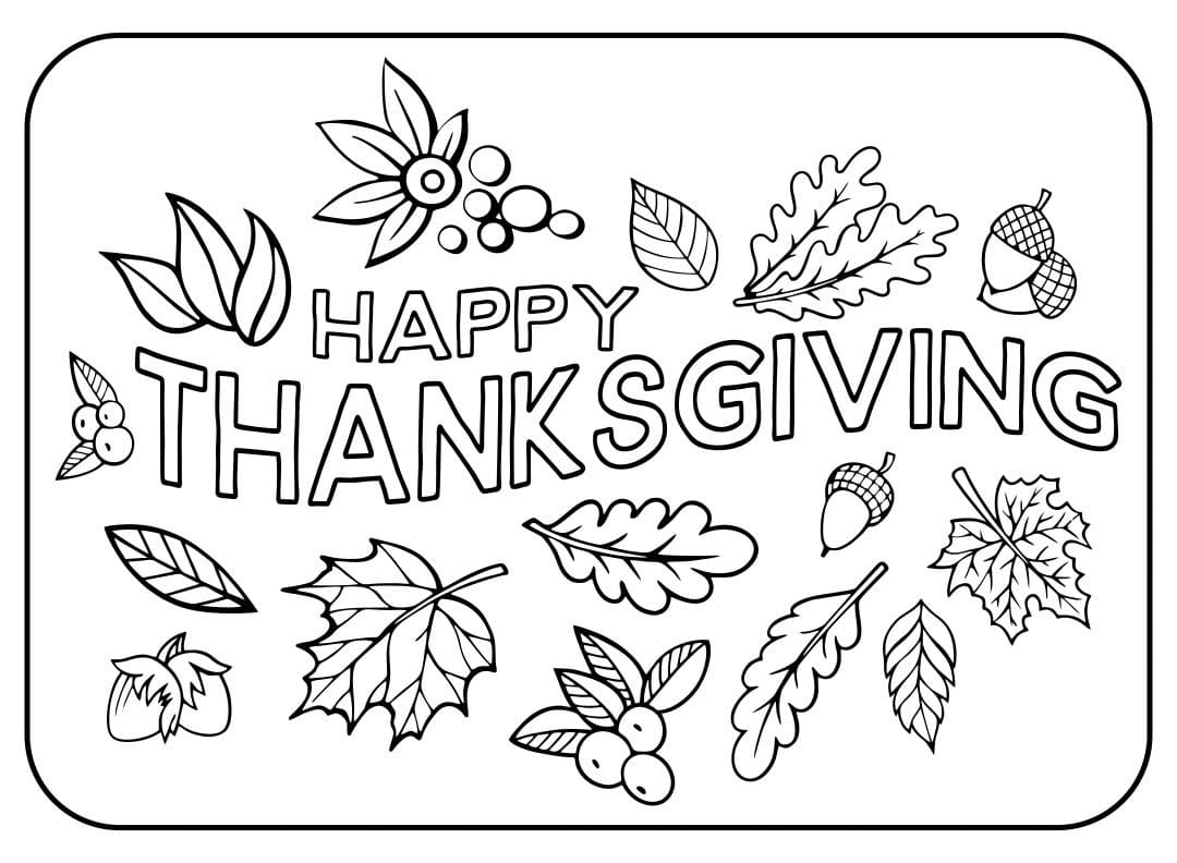 Glædelig Thanksgiving Gratis for Børn Tegninger til Farvelægning