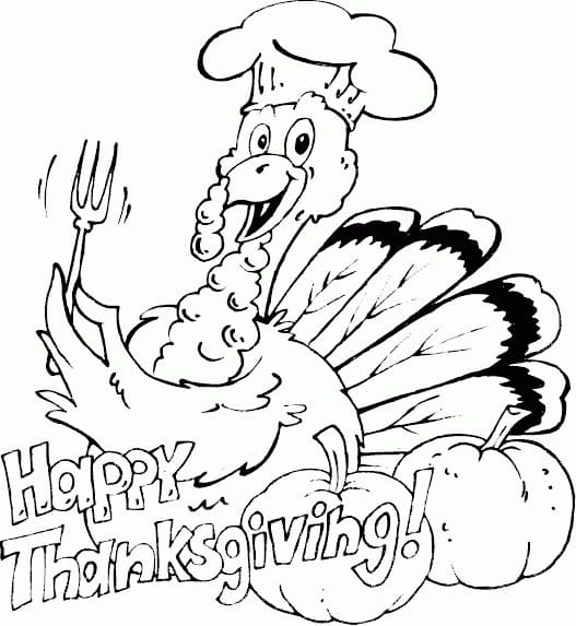 Glædelig Thanksgiving med kalkun Tegninger til Farvelægning