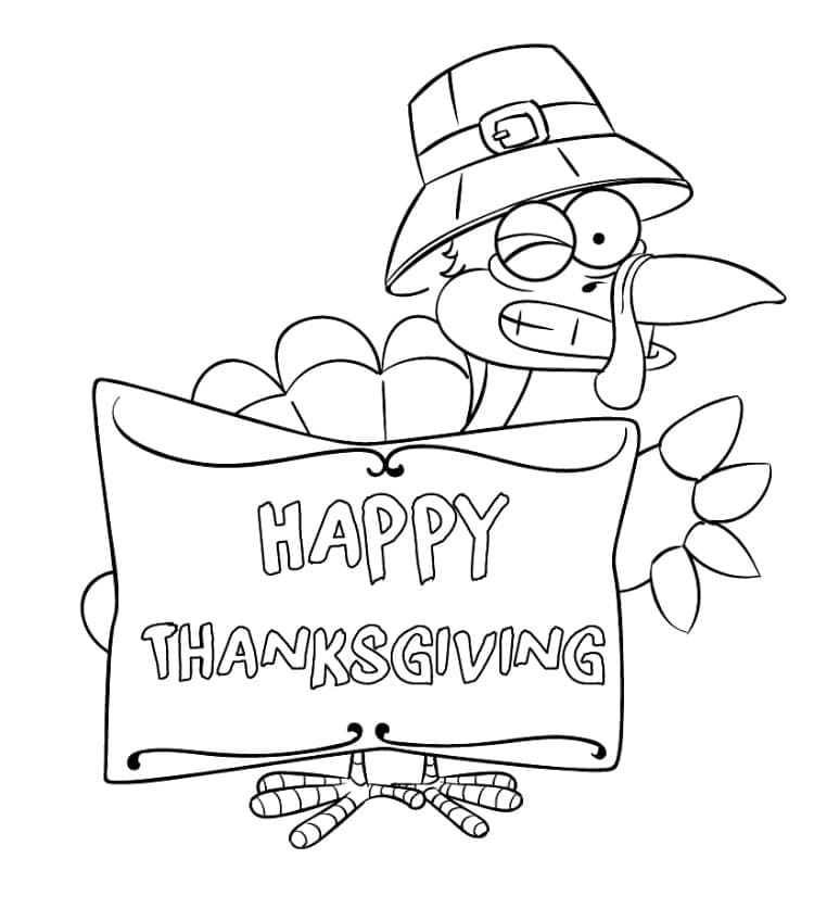 Glædelig Thanksgiving med Sjov Kalkun Tegninger til Farvelægning