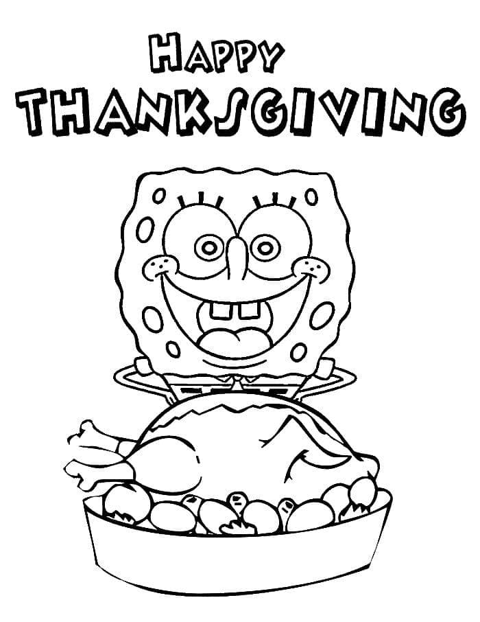 Glædelig Thanksgiving med SvampeBob Tegninger til Farvelægning