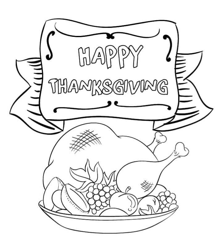 Glædelig Thanksgiving Middag Tegninger til Farvelægning