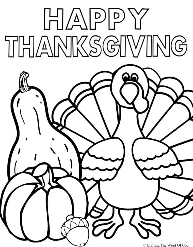 Glædelig Thanksgiving Udskrivbar Tegninger til Farvelægning
