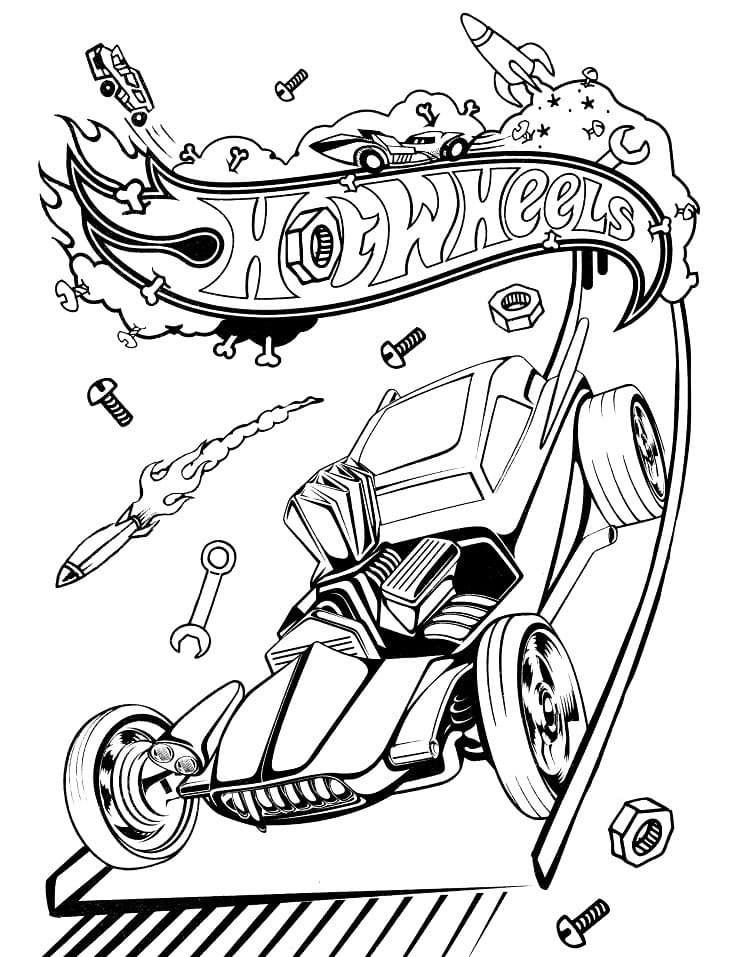 Gratis printbar Hot Wheels bil Tegninger til Farvelægning