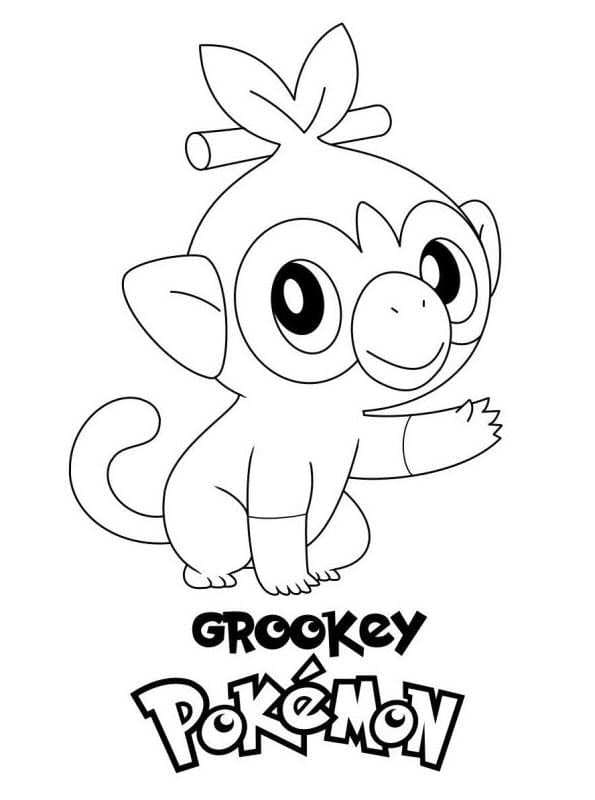 Grookey Pokemon Tegninger til Farvelægning