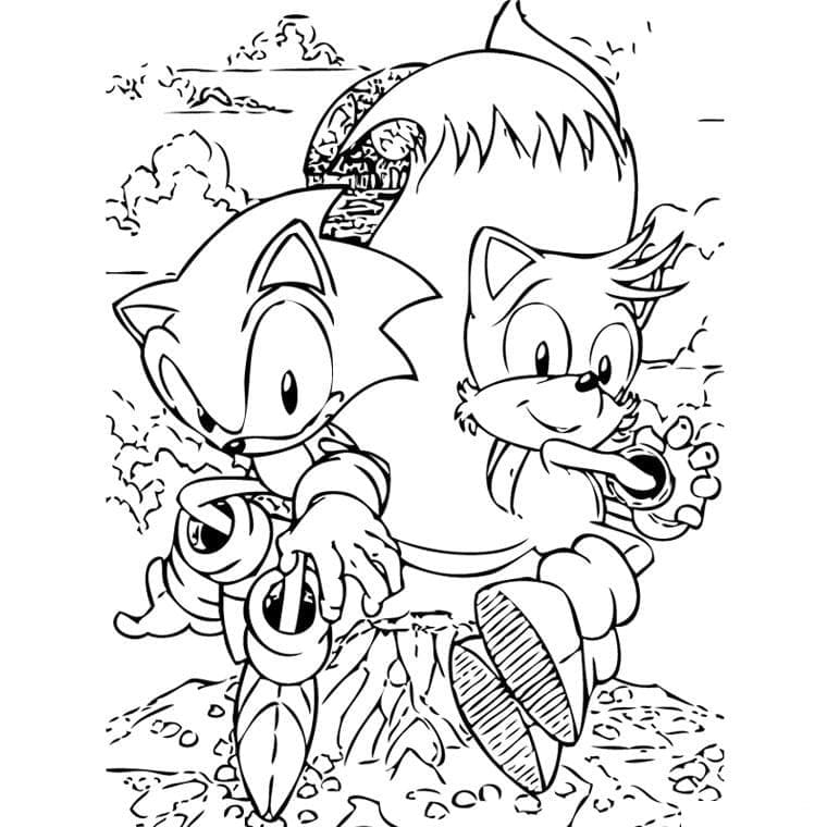 Grundlæggende Sonic Og Tails Tegninger til Farvelægning