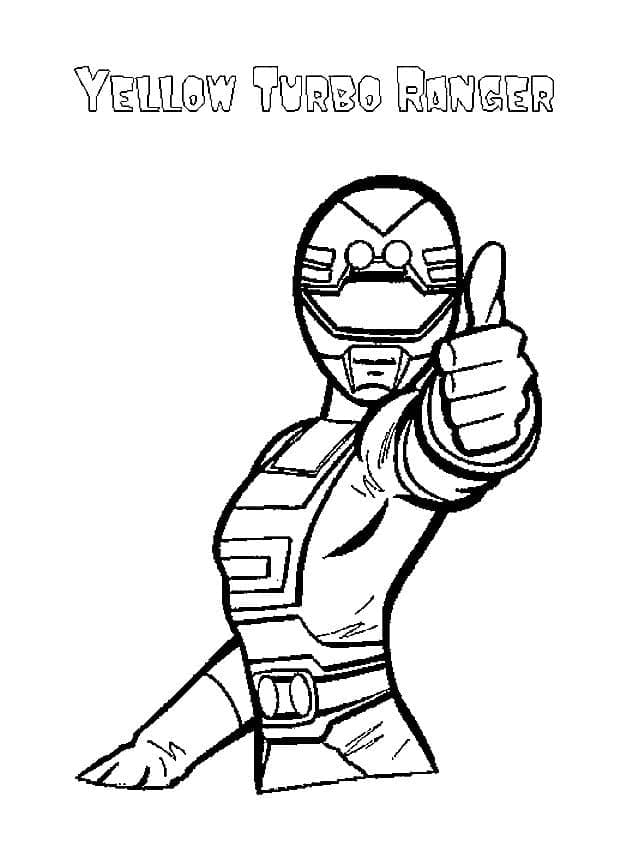 Gul Power Rangers Turbo Tegninger til Farvelægning