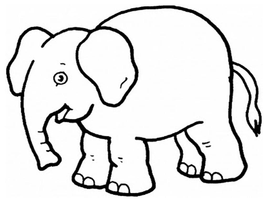 Håndtegne Smilende Elefant Tegninger til Farvelægning