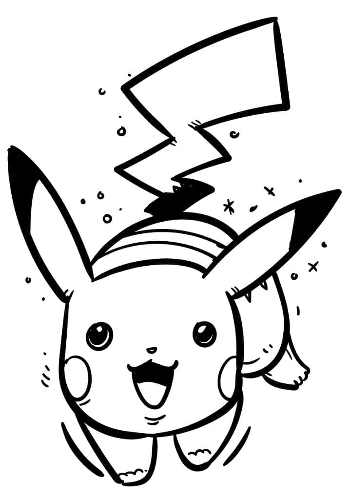 Håndtegning Kører Pikachu Tegninger til Farvelægning
