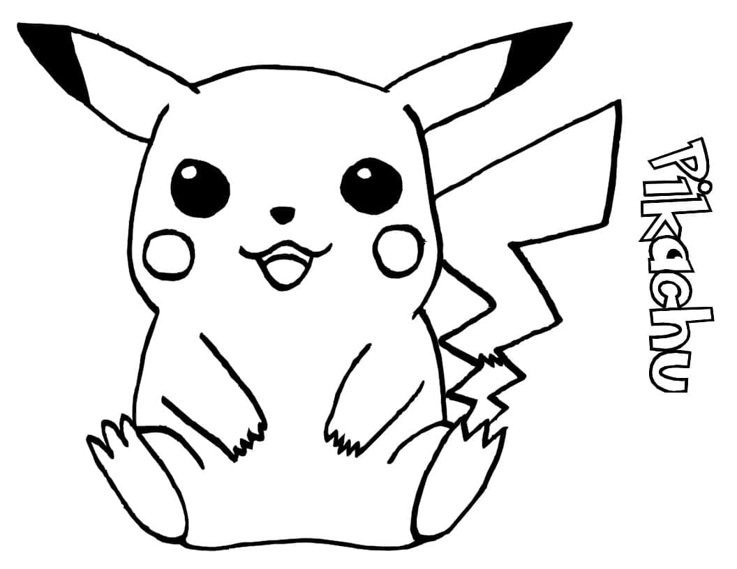 Håndtegning Pikachu Siddende Tegninger til Farvelægning