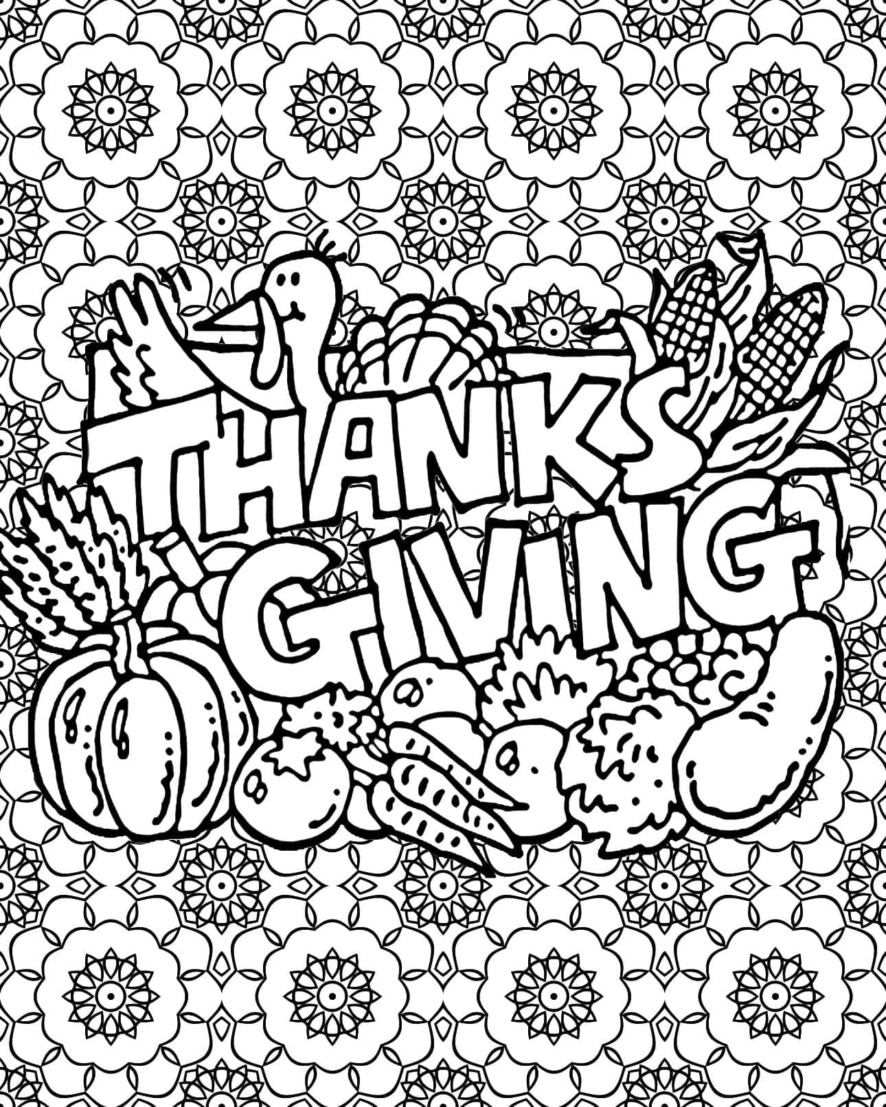 Glad Thanksgiving Antistress Tegninger til Farvelægning