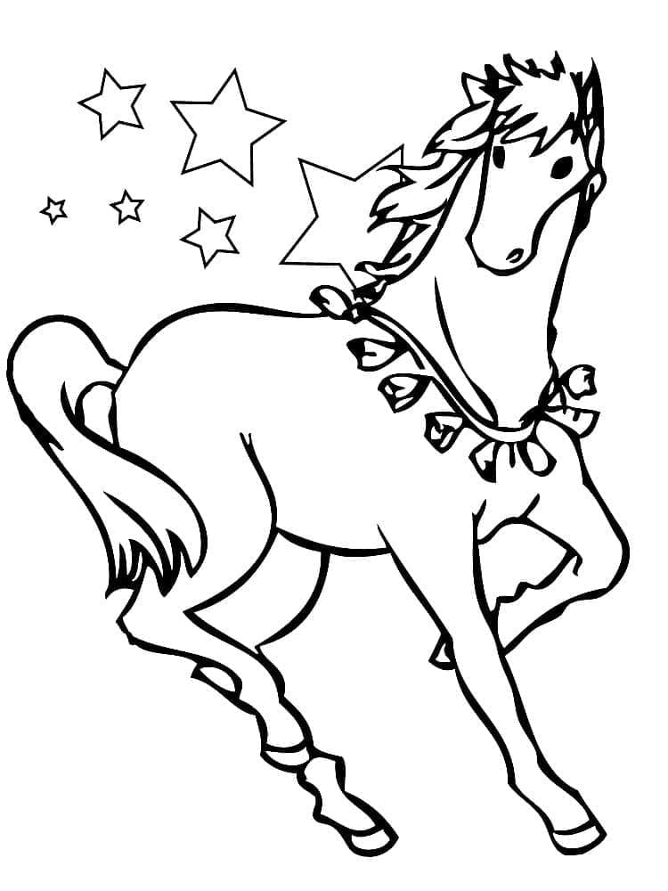 Hest Med Stjerner Tegninger til Farvelægning